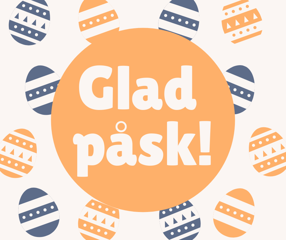 Gult påskägg med texten "glad påsk!"